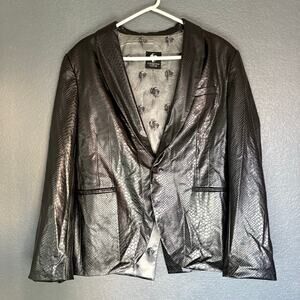 Y2K Twisted Tailor Faux Snakeskin Blazer Mens Black Trinity Jacket Sport Coat